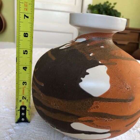 Mid‑Century Royal Haeger “Earth Wrap” crackle bud vase 7" orange brown USA - Picture 11 of 13